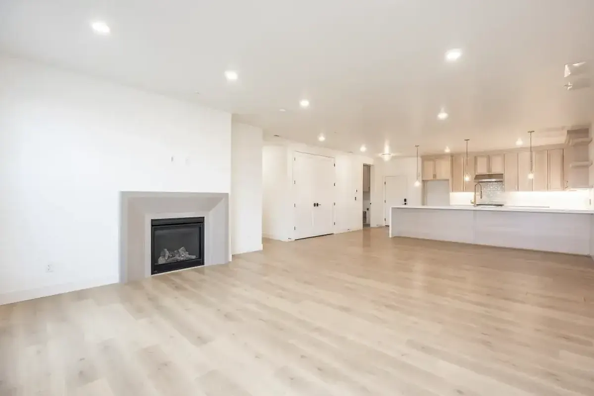 The same living room, empty